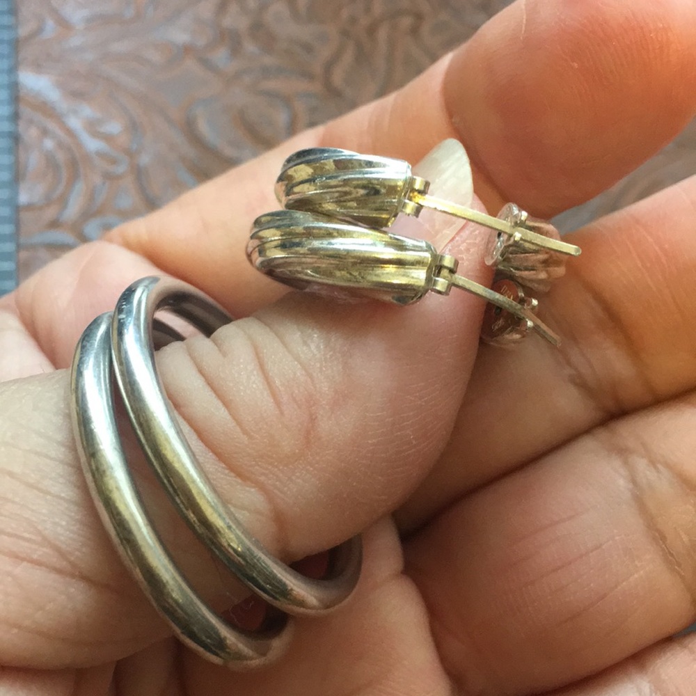 Nice Medium Size Sterling Hoops - image 5
